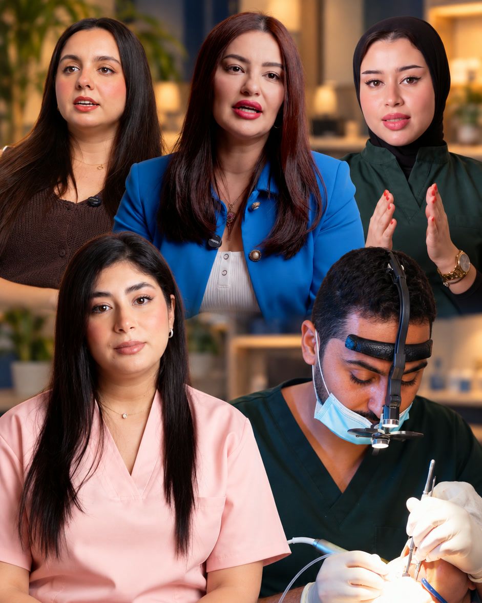 Dentistes et équipe d’une clinique filmés à Marrakech pour une campagne de contenu santé, un dentiste soignant un patient